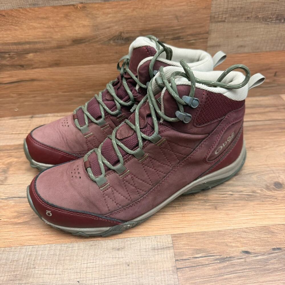 Oboz Sapphire Mid B-Dry Womens Size 10 Waterproof Leather Hiking Boots Burgundy